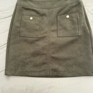 LOFT olive green army Suede Mini Skirt